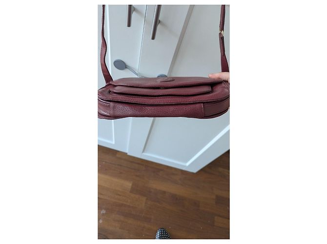 Borsa a tracolla Cartier in pelle rosso scuro Bordò - vista 5