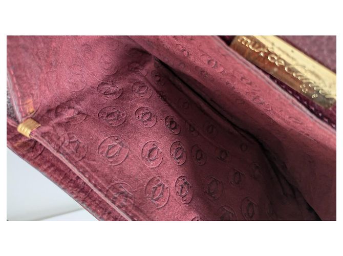 Borsa a tracolla Cartier in pelle rosso scuro Bordò - vista 7