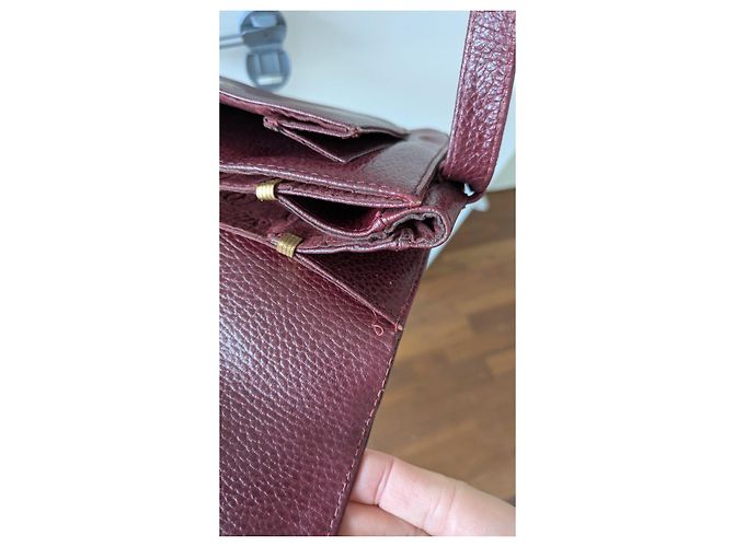 Borsa a tracolla Cartier in pelle rosso scuro Bordò - vista 8
