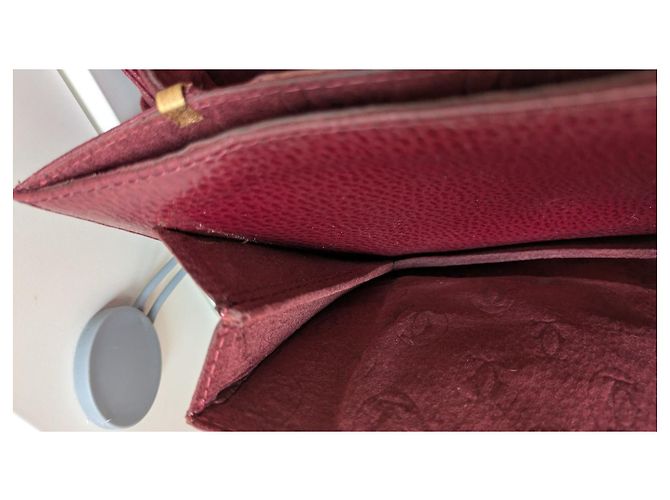 Borsa a tracolla Cartier in pelle rosso scuro Bordò - vista 9