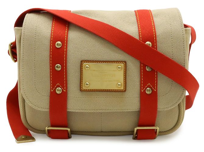 LOUIS VUITTON Antigua Busas PM Borsa a Spalla, Tela, Beige/Rosso, - vista 2