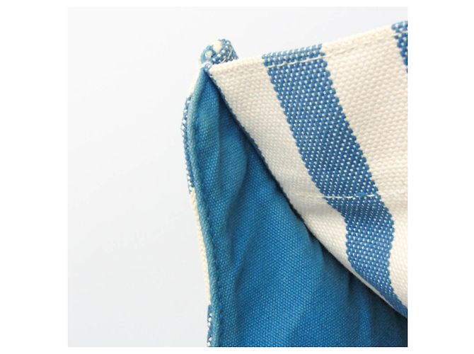 Borsa tote in tela di cotone Hermès Cannes MM per donne e uomini, blu, bianco - vista 12