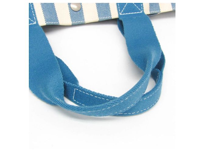 Borsa tote in tela di cotone Hermès Cannes MM per donne e uomini, blu, bianco - vista 14