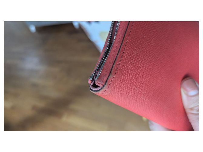 Silk In Hermès Silk'In Leder Geldbörse Rot - Ansicht 8