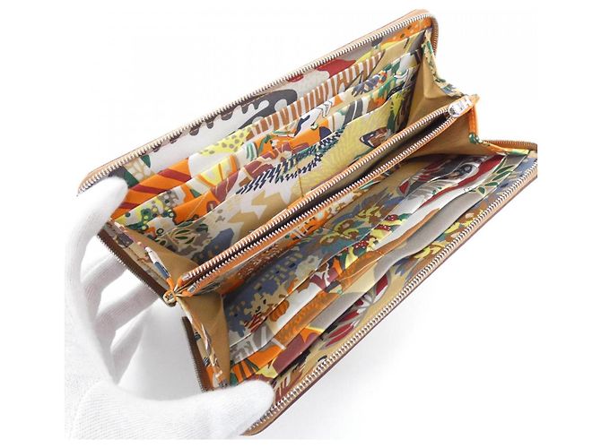 Silk In Portafoglio classico Hermès EN LIBERTÉ in seta Arancione - vista 3