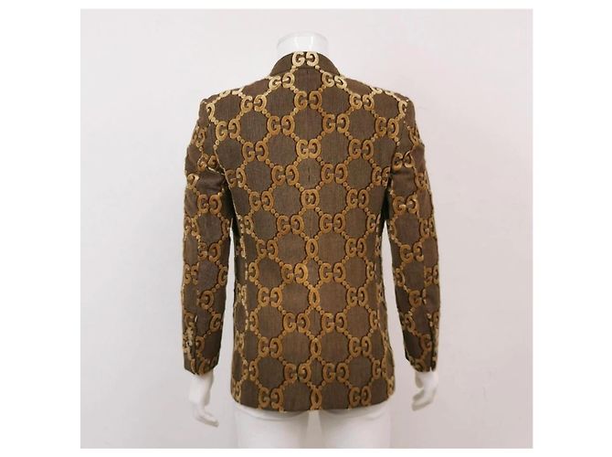 Completo Gucci in velluto marrone con monogramma GG dorato D'oro Caramello - vista 2