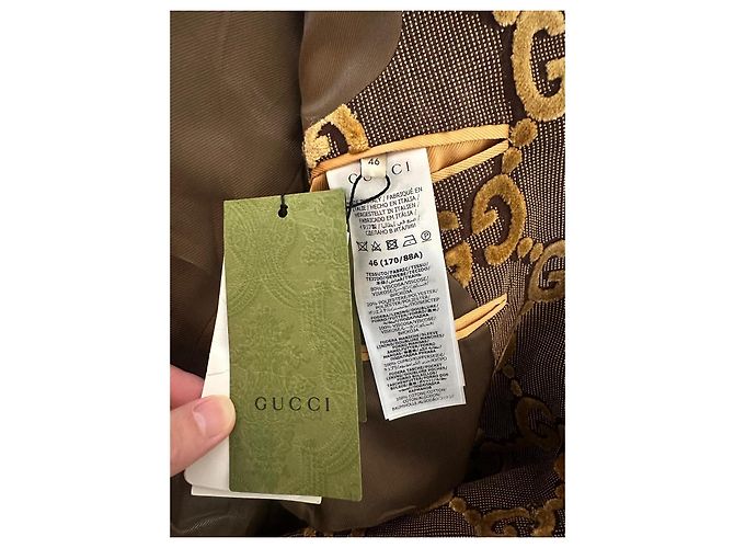Completo Gucci in velluto marrone con monogramma GG dorato D'oro Caramello - vista 4