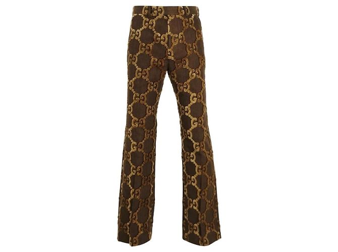 Completo Gucci in velluto marrone con monogramma GG dorato D'oro Caramello - vista 6