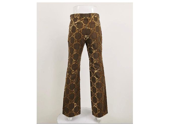 Completo Gucci in velluto marrone con monogramma GG dorato D'oro Caramello - vista 7