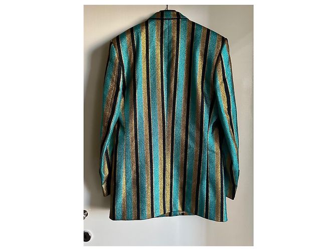 Completo Gucci Lamé Intarsia a righe blu e oro Nero D'oro Verde - vista 2