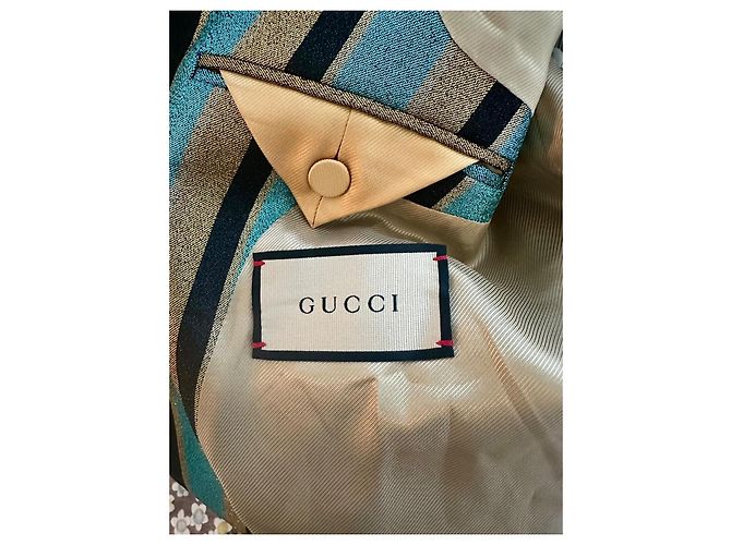 Completo Gucci Lamé Intarsia a righe blu e oro Nero D'oro Verde - vista 3