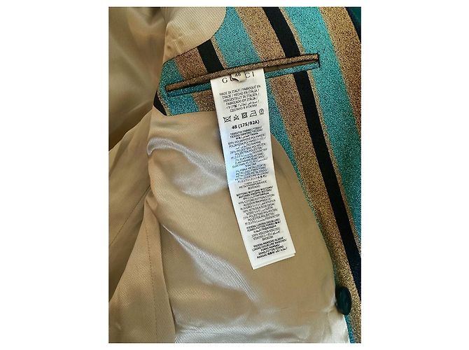 Completo Gucci Lamé Intarsia a righe blu e oro Nero D'oro Verde - vista 4