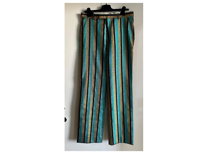 Completo Gucci Lamé Intarsia a righe blu e oro Nero D'oro Verde - vista 5