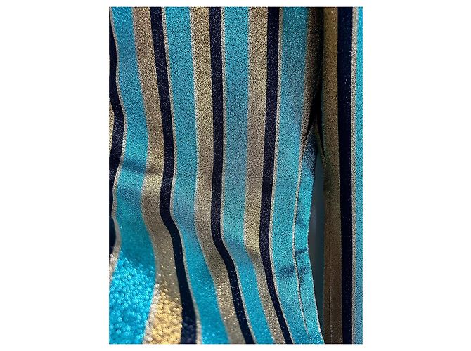 Completo Gucci Lamé Intarsia a righe blu e oro Nero D'oro Verde - vista 6