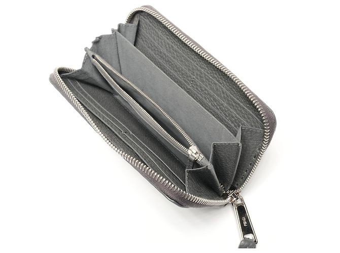 Cartera larga de cuero Selleria Fendi, gris, - vista 11