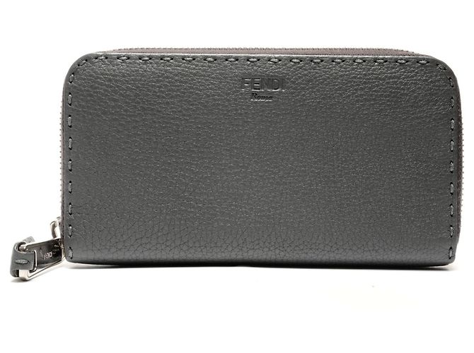 Cartera larga de cuero Selleria Fendi, gris, - vista 2