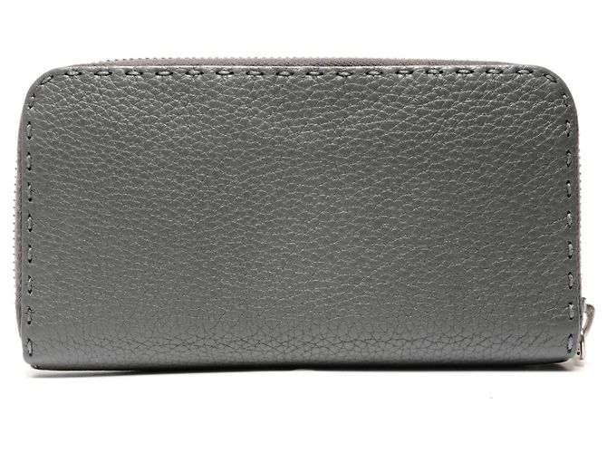 Cartera larga de cuero Selleria Fendi, gris, - vista 3