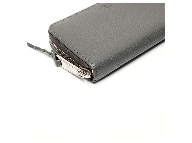 Cartera larga de cuero Selleria Fendi, gris, - vista 6