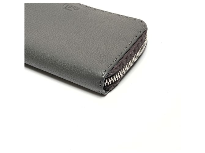 Cartera larga de cuero Selleria Fendi, gris, - vista 7