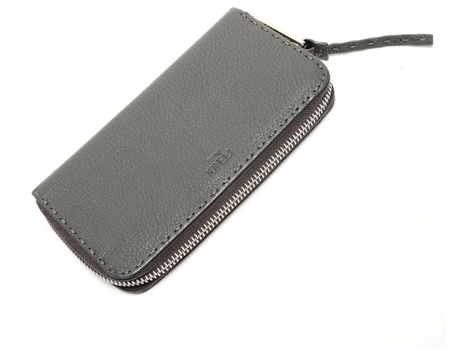 Cartera larga de cuero Selleria Fendi, gris, - vista 9