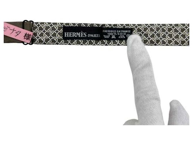 Hermès Papillon beige % seta HERMES cravatta nastro da uomo - vista 10