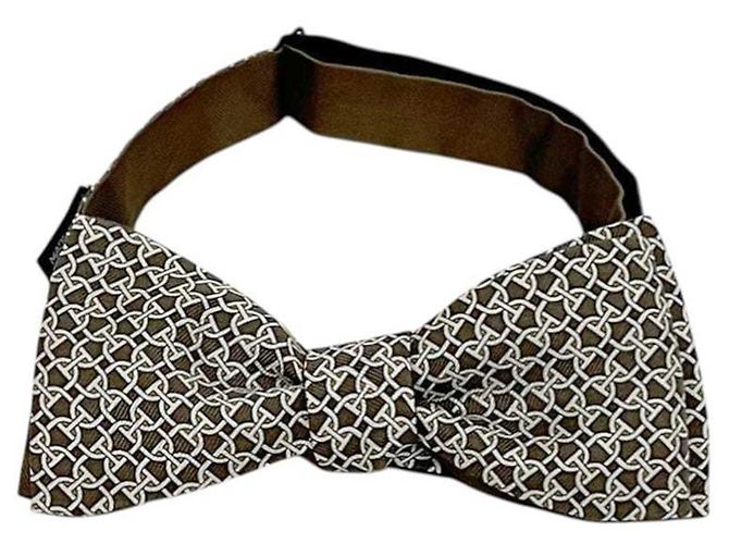 Hermès Papillon beige % seta HERMES cravatta nastro da uomo - vista 2