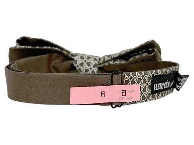 Hermès Papillon beige % seta HERMES cravatta nastro da uomo - vista 4