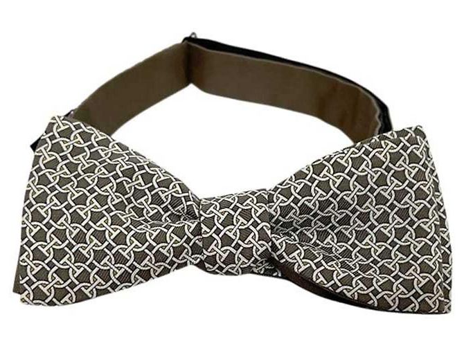 Hermès Papillon beige % seta HERMES cravatta nastro da uomo - vista 7