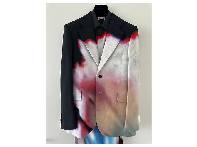Alexander McQueen Solarized Blumenmuster Twill Anzugset Schwarz Weiß Rot Blau - Ansicht 2