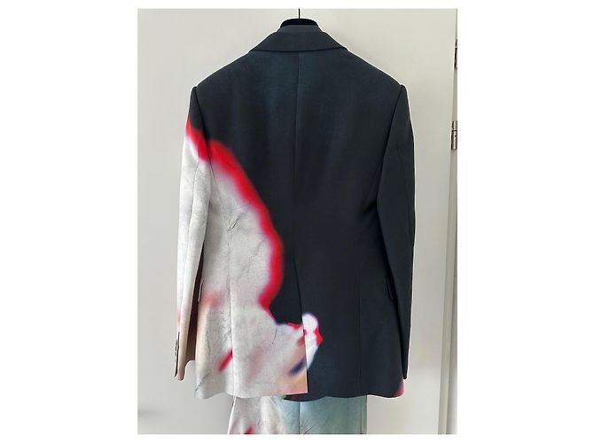 Alexander McQueen Solarized Blumenmuster Twill Anzugset Schwarz Weiß Rot Blau - Ansicht 3