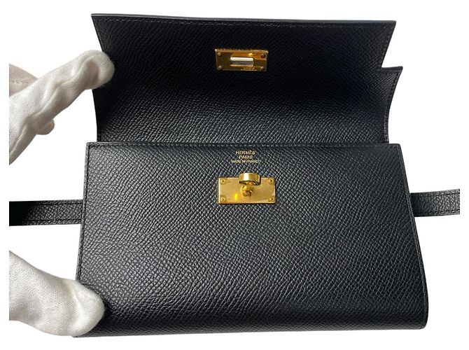 Hermes Hermès Kelly Wallet Medium Black Epson GD Hardware D Stamp Women's - view 5