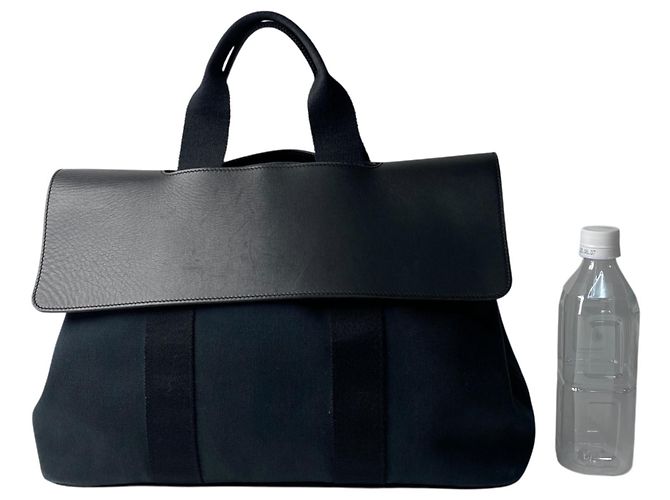 Hermès Damen Valparaiso MM Canvas Tote Bag Schwarz - Ansicht 12