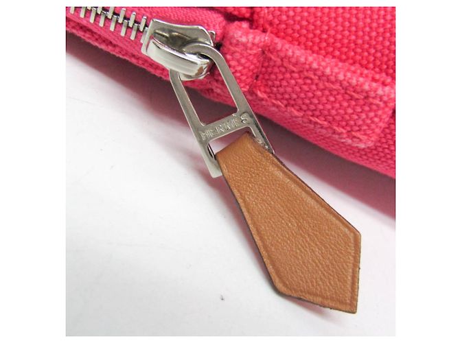 Pochette Mini Bolide Donna in Cotone e Pelle Hermès Marrone, Rosa - vista 10