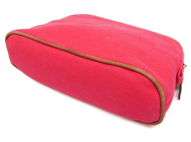 Pochette Mini Bolide Donna in Cotone e Pelle Hermès Marrone, Rosa - vista 2
