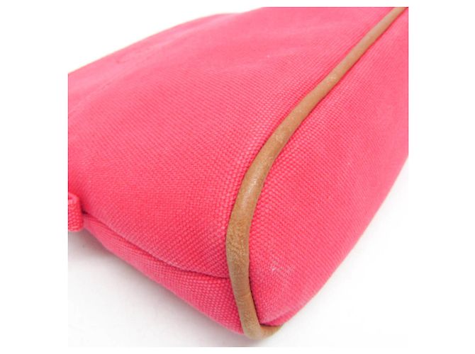 Pochette Mini Bolide Donna in Cotone e Pelle Hermès Marrone, Rosa - vista 6