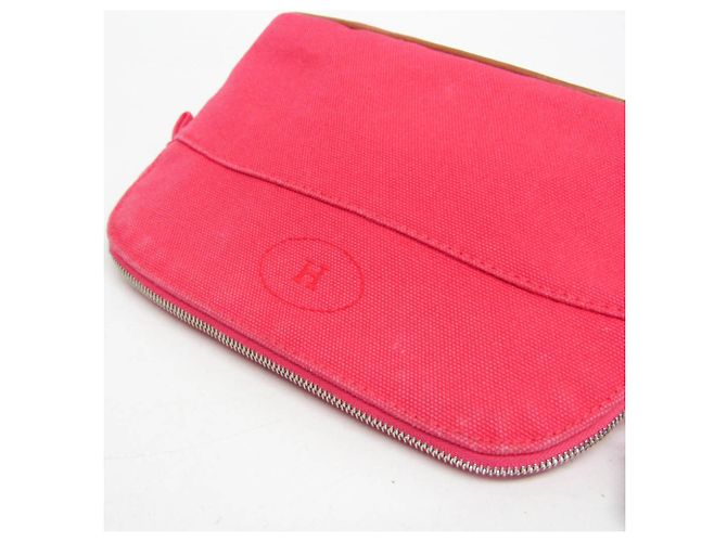 Pochette Mini Bolide Donna in Cotone e Pelle Hermès Marrone, Rosa - vista 7