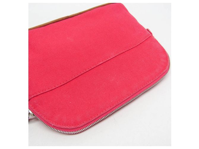 Pochette Mini Bolide Donna in Cotone e Pelle Hermès Marrone, Rosa - vista 8