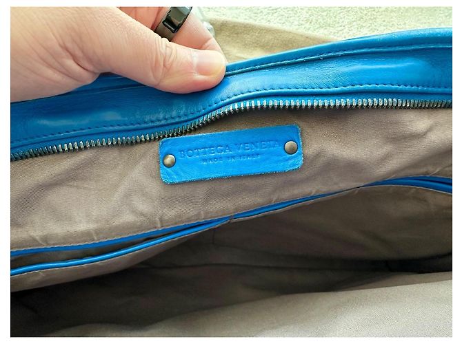 Bottega Veneta Valigetta in Pelle Intrecciata Blu - vista 10