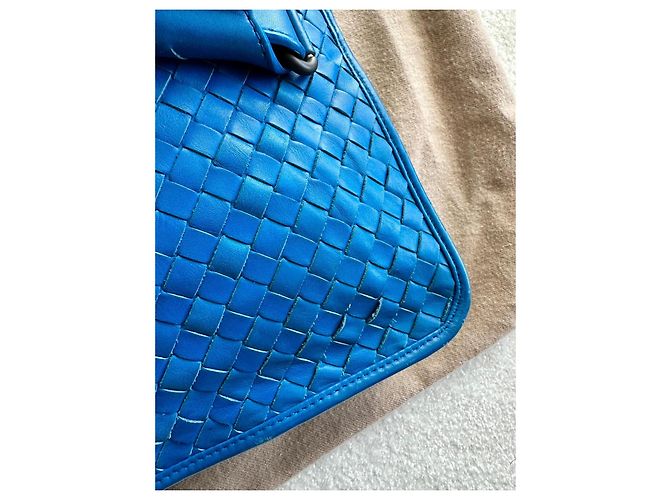 Bottega Veneta Valigetta in Pelle Intrecciata Blu - vista 4