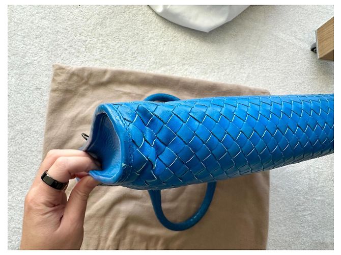Bottega Veneta Valigetta in Pelle Intrecciata Blu - vista 6
