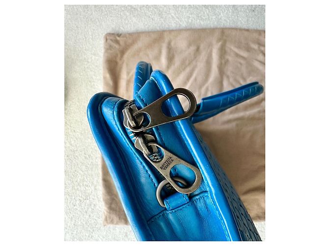 Bottega Veneta Valigetta in Pelle Intrecciata Blu - vista 8