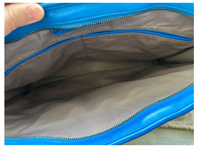 Bottega Veneta Valigetta in Pelle Intrecciata Blu - vista 9