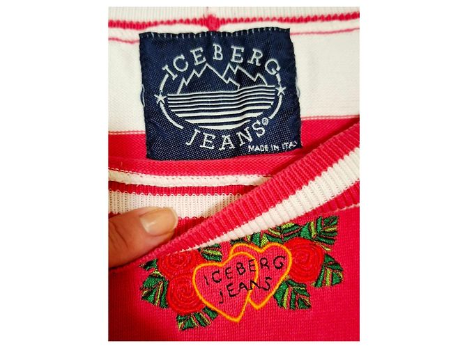 Camiseta a rayas Iceberg Jeans Rosa Blanco - vista 3