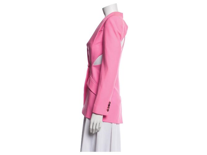 Alexander McQueen Pink Wool Slashed Cut-out Blazer Jacket - view 2