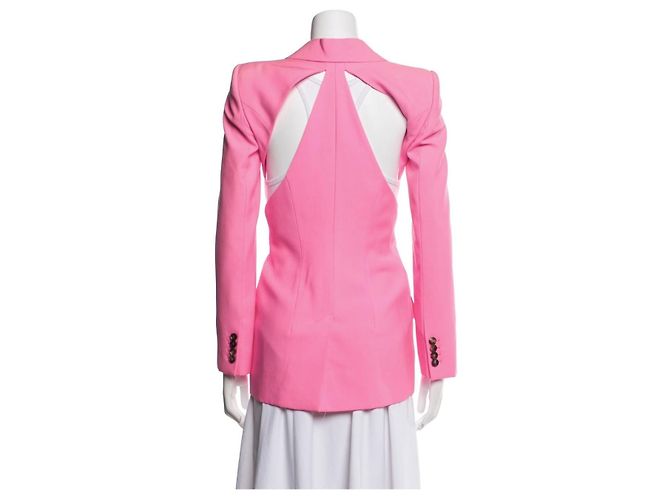 Alexander McQueen Pink Wool Slashed Cut-out Blazer Jacket - view 3