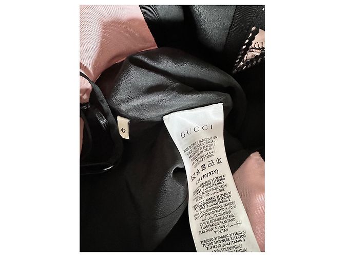 Vestido maxi Gucci de seda duchesse con encaje negro rosa melocotón - vista 4