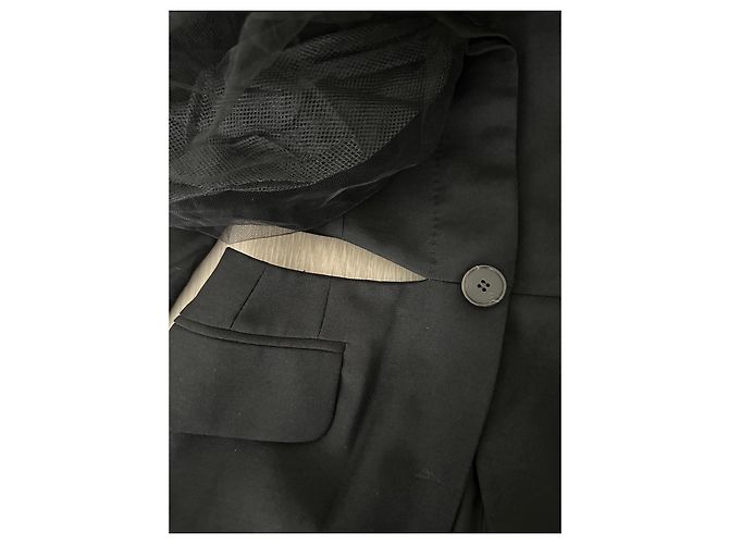 Giacca Blazer Alexander McQueen in Tulle e Barathea Nera Nero - vista 4