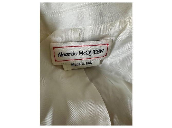 Completo Alexander McQueen Blazer e Pantaloni Avorio Nero Bianco Beige Bordò - vista 4