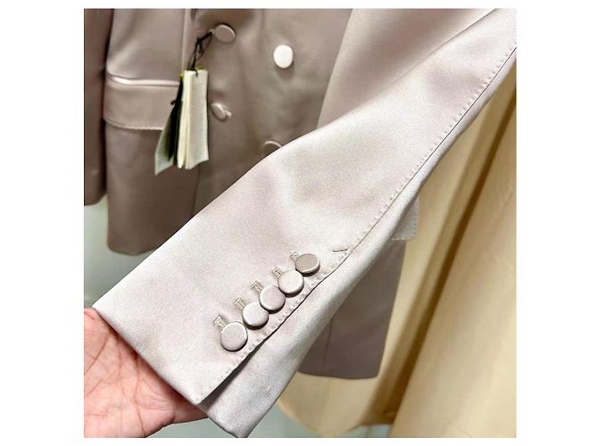 Gucci Seidensatin Doppelbrustjacke Rosa Champagner Pink Fleisch - Ansicht 3
