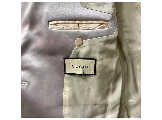 Gucci Seidensatin Doppelbrustjacke Rosa Champagner Pink Fleisch - Ansicht 4